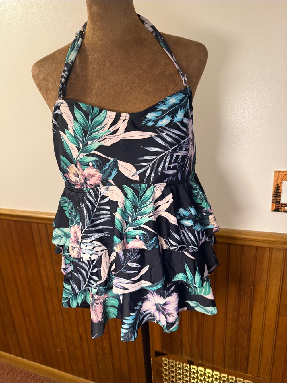 Island Escape swim halter top removable strap